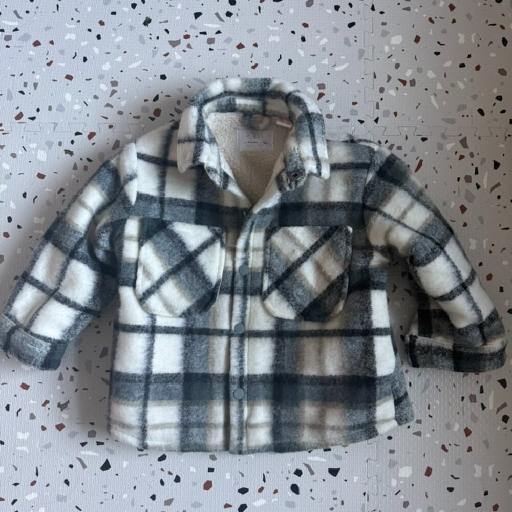 Zara Plaid Checkered WArm Fleece lined Jacket